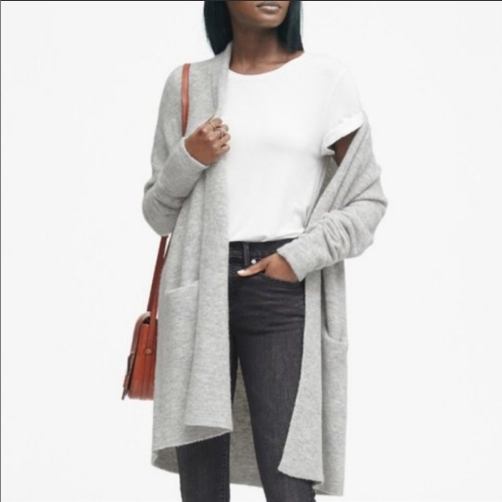 BANANA REPUBLIC Aire Long Open Cardigan XL Grey